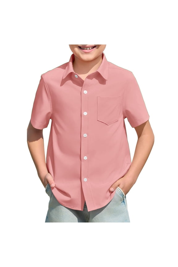 Girls' Button Down Shirts Boys Pink Dress Shirt Button Up Shirt Boys Formal Shirt School Uniforms for Boys Boys Girls Fashion