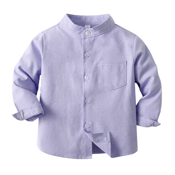 Girls' Button Down Shirts Boys Purple Button Down Shirt Boys Formal Shirt School Clothes Boys Girls Fashion