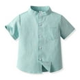 thumbnail image 1 of Girls Button Down Shirts Graduation Shirts Short Sleeve Mint Green Shirt School Uniforms for Boys 11-12 Years, 1 of 3