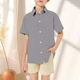 thumbnail image 1 of Girls' Button Down Shirts Grey Button Up Shirt Boys Graduation Shirts Kids Uniform Shirts For Boys 5-6 Years Summer&nbsp;Clothes, 1 of 5