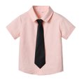 thumbnail image 1 of Girls Button Down Shirts Pink Short Sleeve Shirt Boys Boys Formal Shirt Toddler Shirts Boys Boys Girls Fashion, 1 of 9