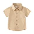 thumbnail image 1 of Girls' Button Down Shirts Short Sleeve Khaki Shirt Boys Formal Shirt Uniforms for Boys Boys Girls Fashion, 1 of 9