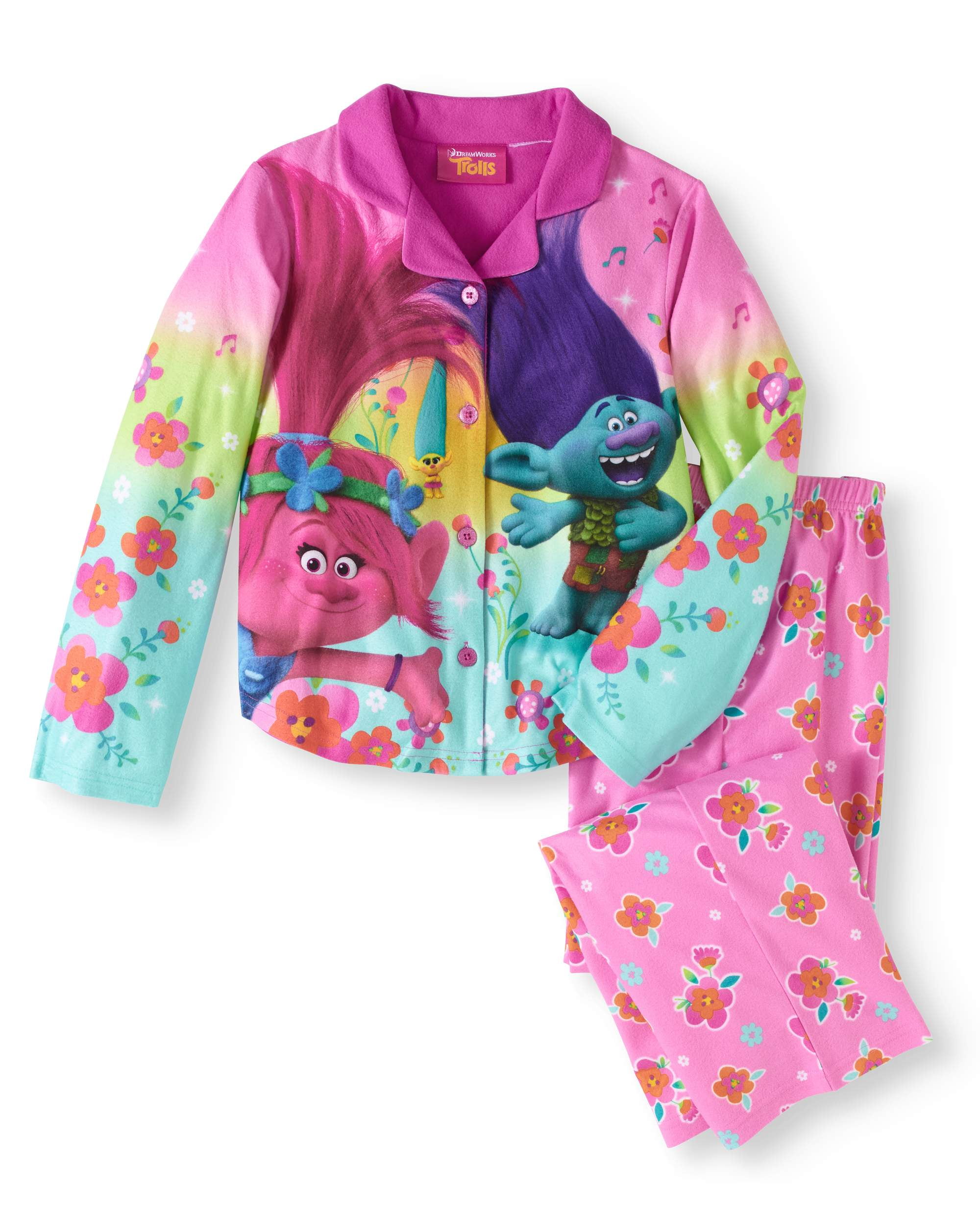 Girls' Button Down Top and Bottom Pajama 2Piece Set