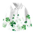 thumbnail image 1 of Girls Button Shirts for St. Patrick's Day Long Sleeves Clover Blouses Tshirts Kids Casual Lapel Neck Tee Outfits 2025 Fashion,01_Green, 1 of 4