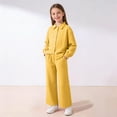 thumbnail image 1 of Girls' Button Up Shirt Set Long Sleeve Collared Top and High Waist Wide Leg Pants Casual Two Piece Outfit Relaxed Fit Coord, 1 of 8