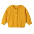 thumbnail image 1 of Girls Button Up Sweater Cardigan Long Sleeve Cotton Knit Baby Girl Boy Winter Clothes 3M-6T Toddler Kid Outerwear (1 Year, Yellow), 1 of 7