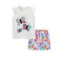 thumbnail image 1 of Girls Buttrfly Floral Print 2 Piece Outfits Sets Soft Knit Coton Short Sleeve & Shorts For Summer Casual Leisure Dailywear 4-5 Years, 1 of 9