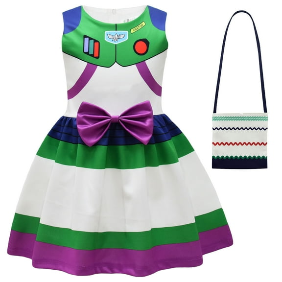 Girls Buzz Sleeveless Cartoon Casual Dress Halloween Christmas Party Dress 3-8T