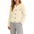 thumbnail image 1 of Girls Cable Knit Cardigan Letter Embroidery Sweater Uniform Button Knit Kids Texture Jacket Long Sleeve Tops Outwear Coverups, 1 of 8