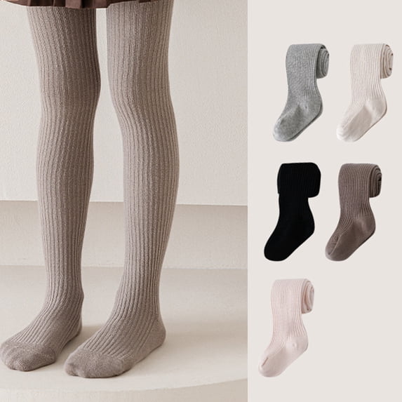 Girls Cable Knit Tights Cotton Footed Leggings Solid Color Seamless Winter Fall Stocking Pants for Kids