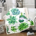 thumbnail image 1 of Girls Cactus Sherpa Blanket, Bloosom Floral Bouquet of Thorny Succulents Tropical Botanical Garden Blanket Throw for Kids Women, Decorative Sofa Fleece Blanket Ultra Soft, Twin 60"x80", Green, 1 of 4