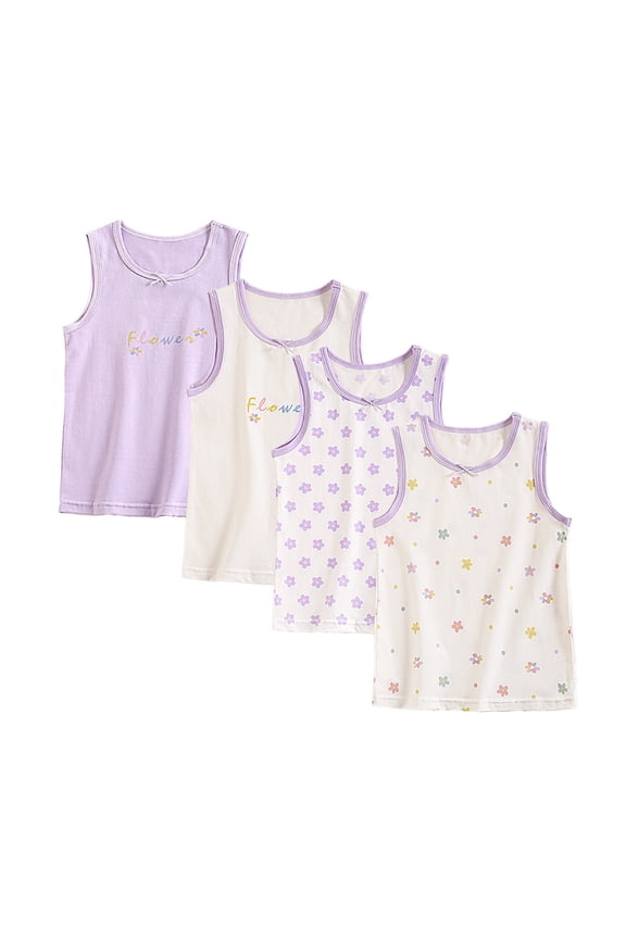 Girls' Camisole Bulk Pack 4-Pack 3-12 Years 95% Cotton Tagless Sleeveless Tank Tops Undershirts Soft Toddler