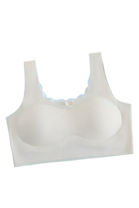 Girls Camisole Undershirts with Bra Wide Straps Bra Removable Padded Without Underwire X Back Bustie Underwear Seamless Bralette Top For Children Teens #Beige L