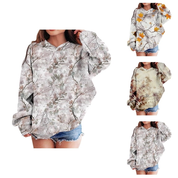 Girls Camo Hoodies 2025 Long Sleeve Camouflage Graphic Hooded Sweatshirt with Pockets Kids Pullover Tops