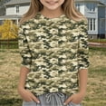 thumbnail image 1 of Girls Camouflage Printed 3/4 Sleeve Tops Teen Crewneck Dressy Casaul Shirts Summer Fall Lounge Outfits Slouchy Relaxed Classic Blouses 3-12 Years, 1 of 6