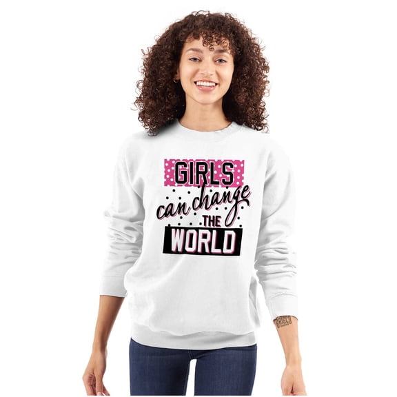 Girls Can Change World Feminism Equal Women Crewneck Sweatshirt Brisco Brands S