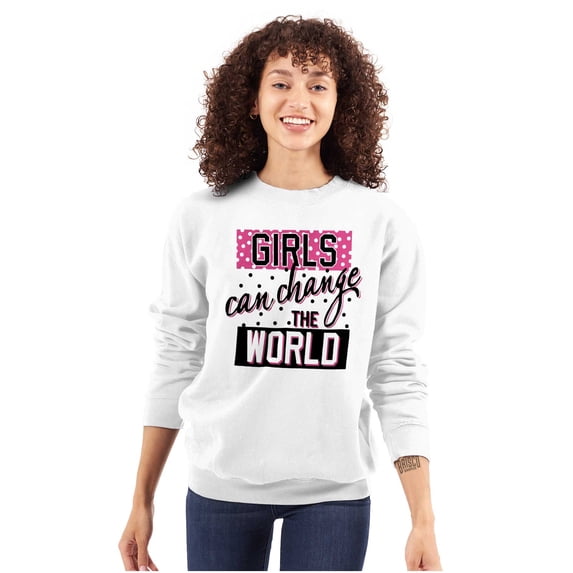 Girls Can Change World Feminism Equal Women Crewneck Sweatshirt Brisco Brands X