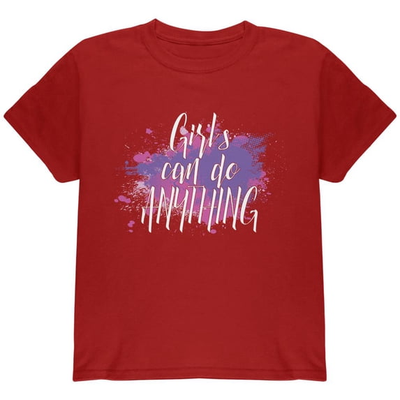 Girls Can Do Anything Girl Power Youth T Shirt Cardinal Red YSM