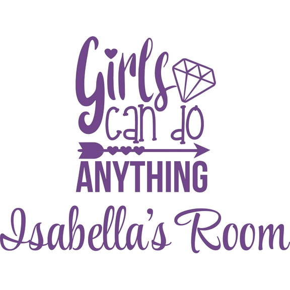 Girls Can Do Anything Women Quotes Customized Wall Decal - Custom Vinyl Wall Art - Personalized Name - Baby Girls Boys Kids Bedroom Wall Decal Room Decor Wall Stickers Decoration Size (20x40 inch)