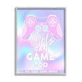 thumbnail image 1 of Girls Can Game Too Pastel Phrase Art for Kids Graphic Art Gray Framed Art Print Wall Art, 1 of 7