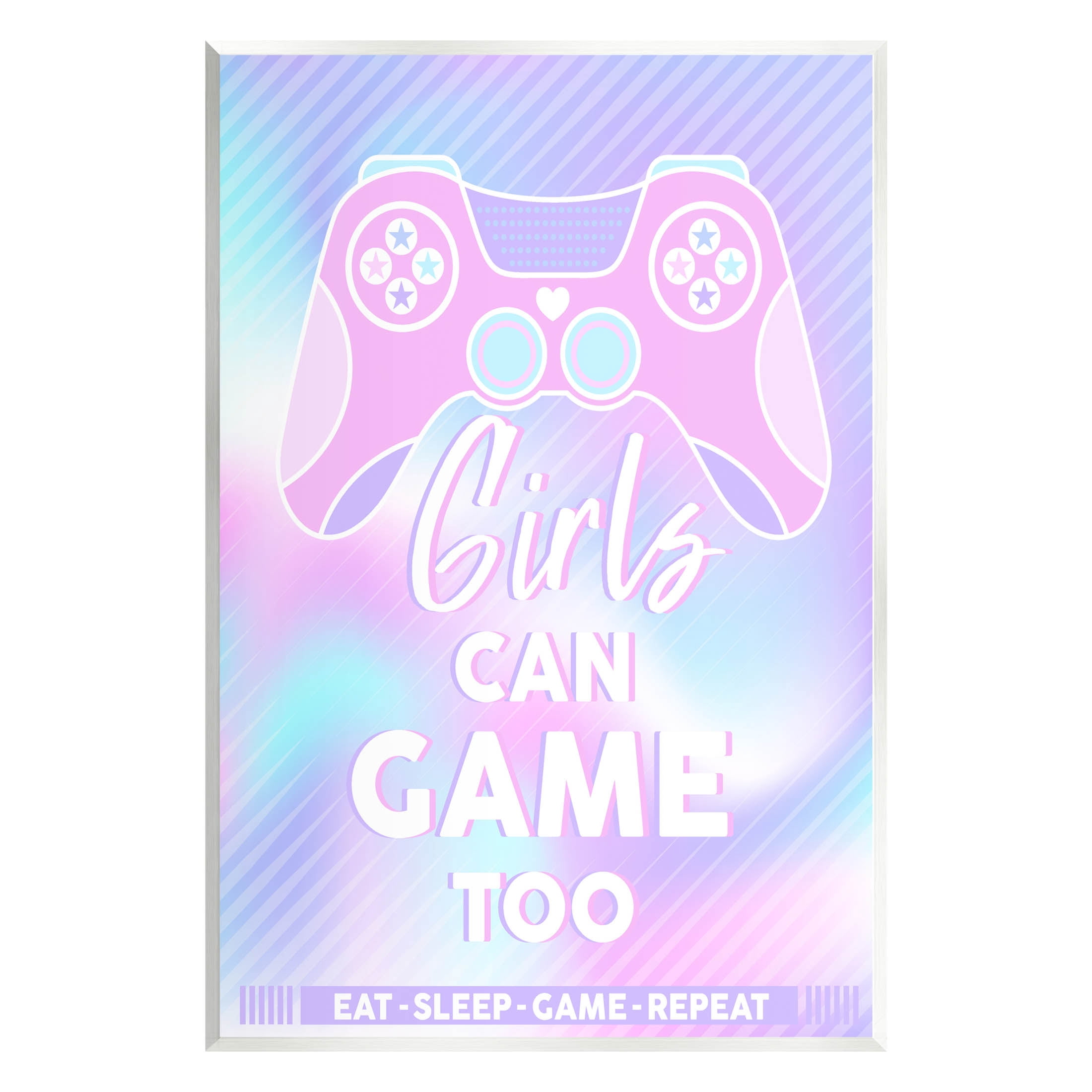 Girls Can Game Too Pastel Phrase Art for Kids Graphic Art Unframed Art Print Wall Art