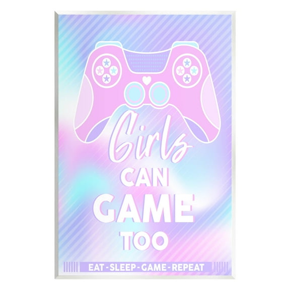 Girls Can Game Too Pastel Phrase Art for Kids Graphic Art Unframed Art Print Wall Art