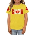 thumbnail image 1 of Girls' Canada Day Print T Shirt Crew Neck Short Sleeve Casual Summer Top Yellow 3 Y-4 Y, 1 of 4