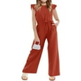 thumbnail image 1 of Girls Cap Sleeve Solid Color Jumpsuit Summer Children Kids Wide Leg Loose Jumpsuit, 1 of 6