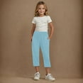 thumbnail image 1 of Girls Capris Sweatpants Casual Elastic High Waisted Summer Comfy Pants Trousers with Pockets for Kids 4-14 Years, 1 of 7