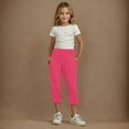 thumbnail image 1 of Girls Capris Sweatpants Casual Elastic High Waisted Summer Comfy Pants Trousers with Pockets for Kids 4-14 Years, 1 of 7