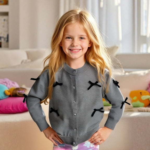 Girls Cardigan Button-Down Cardigan Long Sleeve Jacket Fall Tops Cotton Button Up Knit Long Sleeve Jacket Fall Tops Fashion/stylish