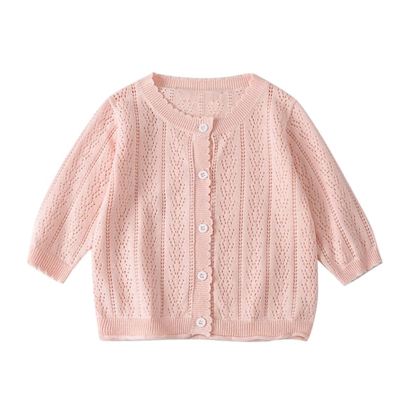 Girls Cardigan Christmas Gift Kids Baby Girl Thin Sweater Solid White Pink Cardigans for Toddler for 6 Months-3 Years Kids New Year Gift Save Big