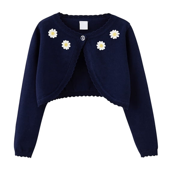 Girls Cardigan Cotton Soft Lightweight Bolero Shrug Knit Sweater Crop Jacket Teen Girls Button Front School Uniform shawl