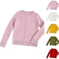 thumbnail image 1 of Girls Cardigan Kids School Uniform Sweater Girls Knit Sweaters Button Down Long Sleeve Crewneck Toddler Cardigans Yellow, 1 of 5