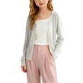 thumbnail image 1 of Girls Cardigan Knit Open Front Long Sleeve Sweaters Lightweight Sun Cardigan Lightweight Casual Outwear Kids Button down Coat, 1 of 8