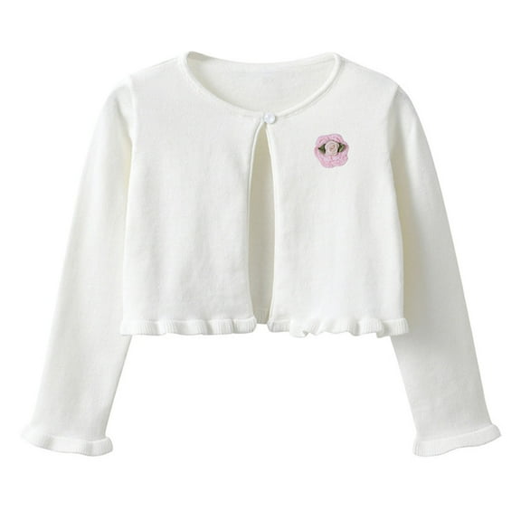 Girls Cardigan Knitted Long Sleeve Shrug Cotton One-Button Bolero Sweatshirt Wedding Party Dress Cardigans Coat Knitwear for 1-14 Years