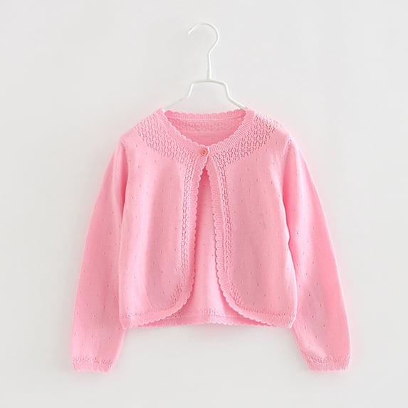 Girls' Cardigan Long Sleeve Cropped Long Sleeve Knitted Cardigan Kids Knit Sweater Cover Up Shrug Sweater Jacket Outwear for Toddlers & Kids