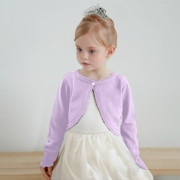 Girls Cardigan Long Sleeve Long Sleeve Knitted Cardigan Kids Button Closure Knitted Sweaters Dress Cover Up Tops for Toddlers & Kids