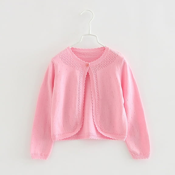 Girls' Cardigan Long Sleeve Long Sleeve Sparkle Bolero Cardigan Kids Cute Button Knit Shrug Sweaters Dress Cover Up Tops for Toddlers & Kids