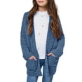 thumbnail image 1 of Girls Cardigan Open Front Popcorn Knit Long Sleeve Sweaters Coat | Oversized, Fuzzy Knit Outwear, with Pockets, Warm Winter Cardigans Tween Back To School Clothes, 1 of 6
