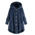 thumbnail image 1 of Girls Cardigan Plus Size Button Plush Tops Hooded Loose Wool Coat Winter Cardigan Jacket, 1 of 1