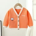 thumbnail image 1 of Girls Cardigan Plush Sweater Long Sleeve Button Down Solid Outwear with Pockets for Kids 1-7 Years Orange 3-4 Years, 1 of 4