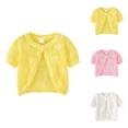 thumbnail image 1 of Girls Cardigan Short Sleeve Knit Button Bolero Shrug Crewneck Hollow Sweaters 0-9 Years, 1 of 8