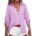 thumbnail image 1 of Girls Cardigan Spring And Summer Simple Solid Color Lapel Three Quarter Sleeve Buttons Cotton And Tops Blouse Cardigan Jacket, 1 of 7