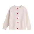 thumbnail image 1 of Girls' Cardigan Sweater Cute Heart Buttons Cotton Long Sleeve Crewneck Uniform Sweater for Girls Warm Knitted Cardigan Jacket, 1 of 9