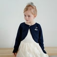 thumbnail image 1 of Girls Cardigan Sweater Long Sleeve Bolero Cardigan Sweater Kids Cute Button Knit Shrug Sweaters Dress Cover Up Tops for Toddlers & Kids, 1 of 3