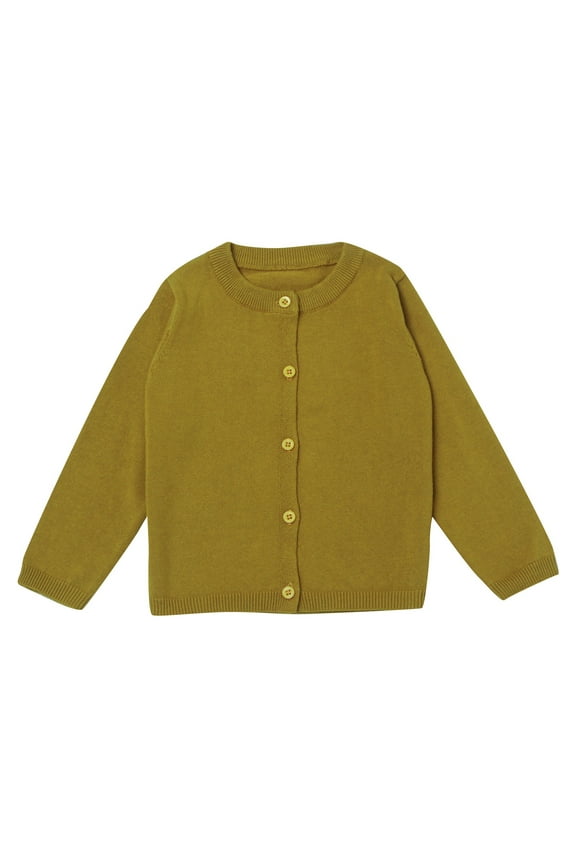 Girls' Cardigan Sweater Long Sleeve Button Down Knit Sweater with Pockets School Uniform Outerwear 4-13 Years Gold 5
