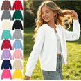 thumbnail image 1 of Girls Cardigan Sweater Long Sleeve Button Down School Uniform Jackets Kids Toddler Soft Comfortable Open Front Outerwear Tops, 1 of 9
