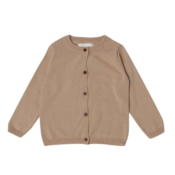 Girls Cardigan Sweater School Uniforms Long Sleeve Button Knit Solid Sweaters Tops Khaki 3