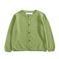 thumbnail image 1 of Girls Cardigan Sweater School Uniforms Long Sleeve Button Knit Solid Sweaters Tops Light Green 8, 1 of 6